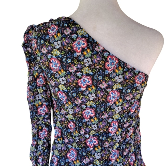 Nordstrom Frame All Over Floral One Shoulder Blouse Multicolor Size XS NWT - Picture 8 of 12